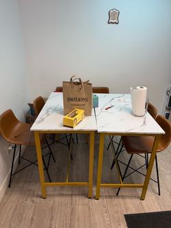 āØš½ļø MODERN 7-PIECE DINING SET ā FAUX MARBLE + GOLD + 6 CHAIRS š½ļøāØ