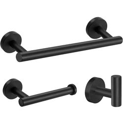 3-Pieces Matte Black Bathroom Hardware Accessories Set