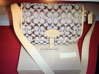 Vintage Coach Canvas Leather Shoulder Saddle flap Handbag