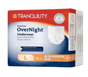 Tranquility Premium OverNight Disposable Absorbent Underwear in size Large.