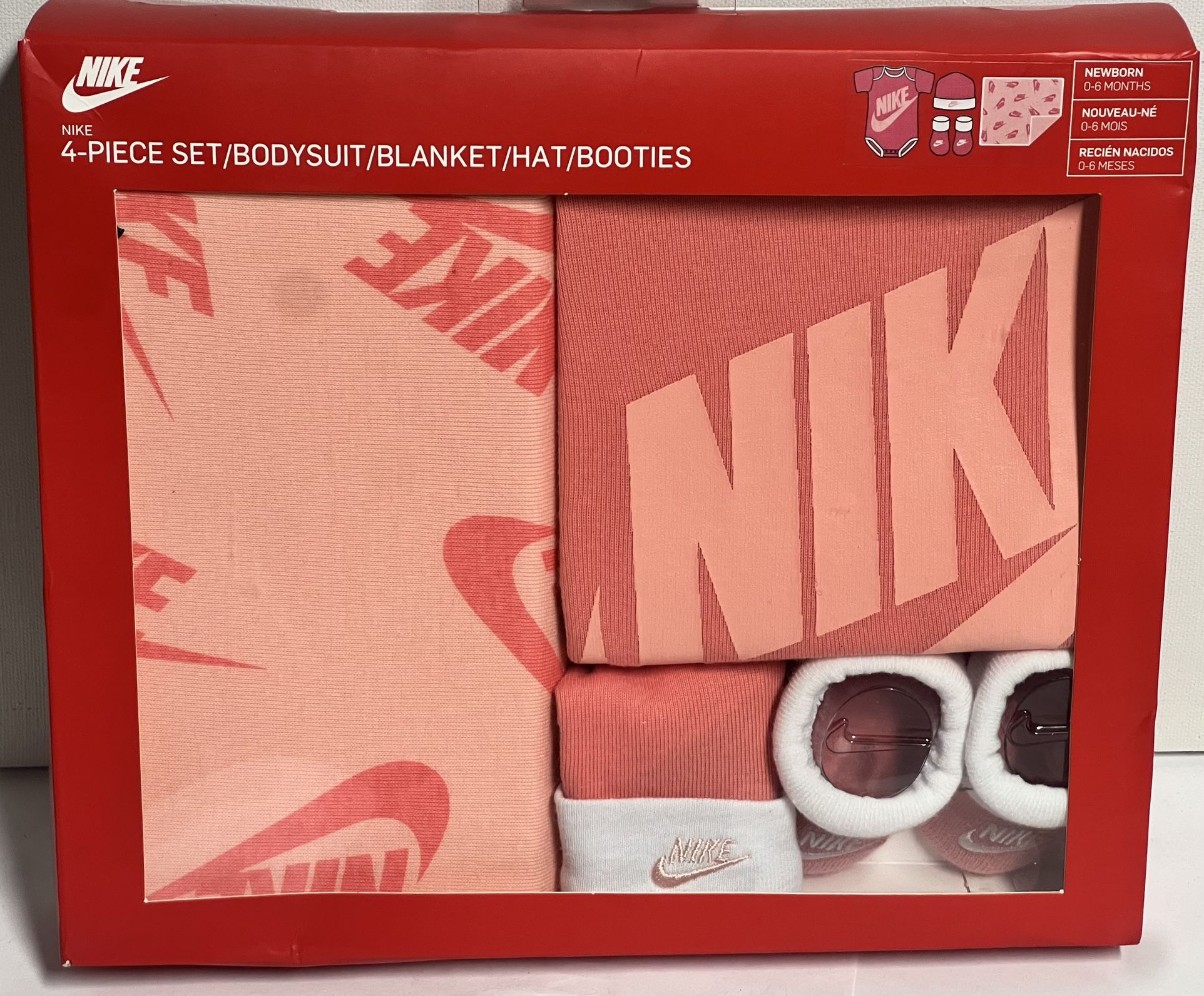 Pink Nike Baby Set - Booties Hat Socks Towel