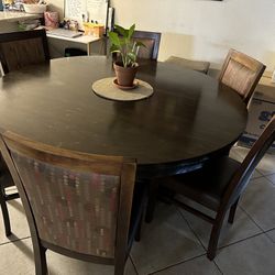 dining table with 6 chairs (solid wood)