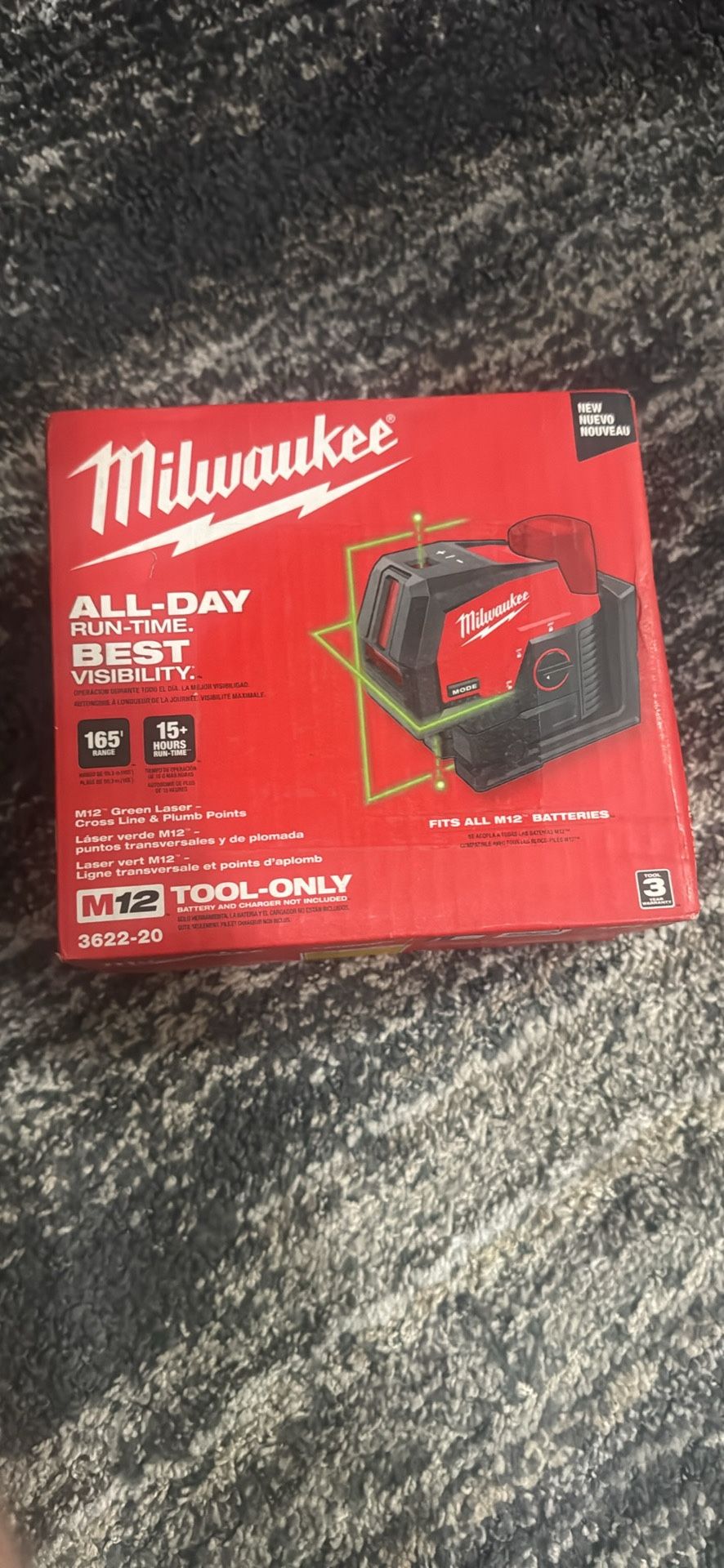 Milwaukee M12 12-Volt Lithium-Ion Cordless Green 125 ft. Cross Line and Plumb Points Laser Level (Tool-Only)