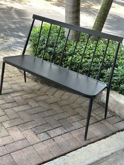 Black Metal Spindle Back Bench 45x17 height to seat 17