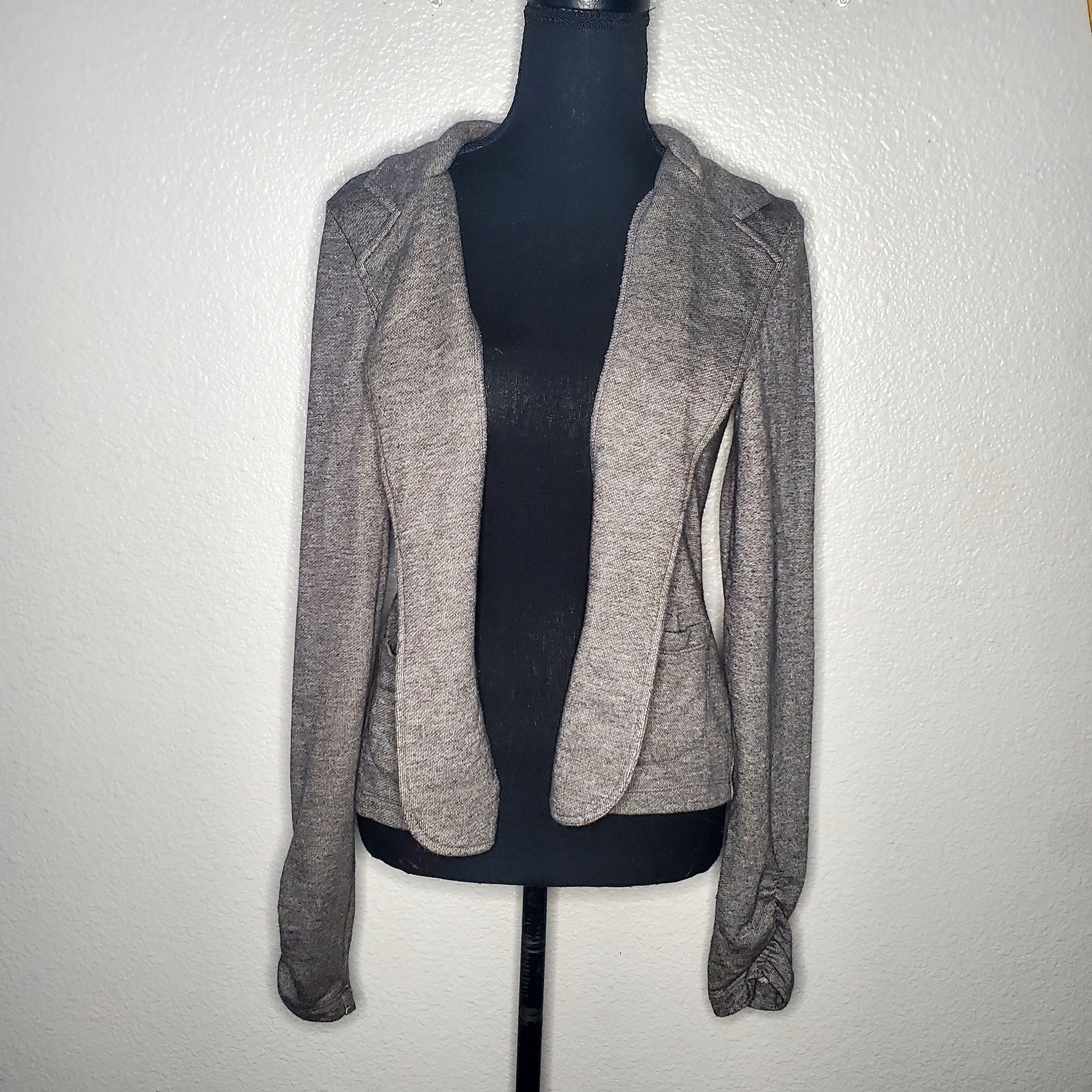 Mudd Women's Open Front Gray Cardigan Light Weight Collard Size: Large