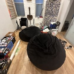 Two (2) Black Bean Bag Chairs 