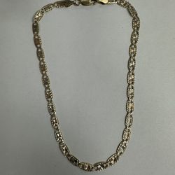 14K Tri Color Anklet 10 Inch 