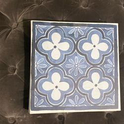 Navy Floral Print Canvas Wall Art, 12"x12" each, Set of  3