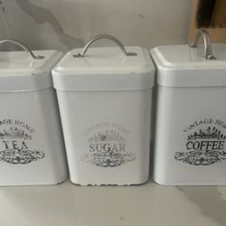 Coffee Tea Sugar Metal Jars