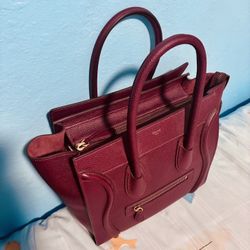 Celine Red Drummed Calfskin Luggage Mini