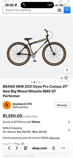 BRAND NEW 2021 Dyno Pro Compe 29" New Big Wheel Wheelie BMX GT Performer