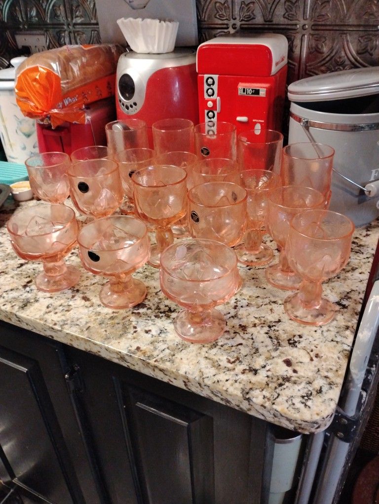 18 different size wine and dessert goblets