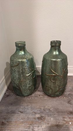 Rikka Sage green 14” vases (2)