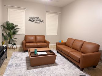 Macys 3+2 and ottoman leather sofa