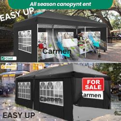 10x20' Easy Pop Up Canopy with Removable Sidewalls Waterproof Folding Wedding Party Tent Outdoor Black Brand New