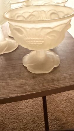 Frosted Glass Footed sherbert bowls and goblets