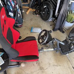 Logitech g920 gaming steering wheel and race chair