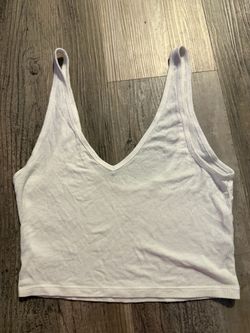 PS Basics by PacSun White Ribbed Cropped V-Neck Tank Top - XS