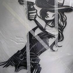 15 In By 15 In Metal CNC Wall Decor Cowgirl Pack And Pistol 25 Firm