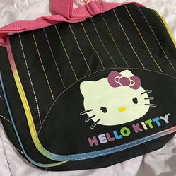 NEW Sanrio Hello Kitty Messenger Large Book Bag, Crossbody, Pink, Black Shimmer