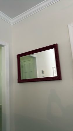 Rectangular Wall Mirror Dark Red Frame