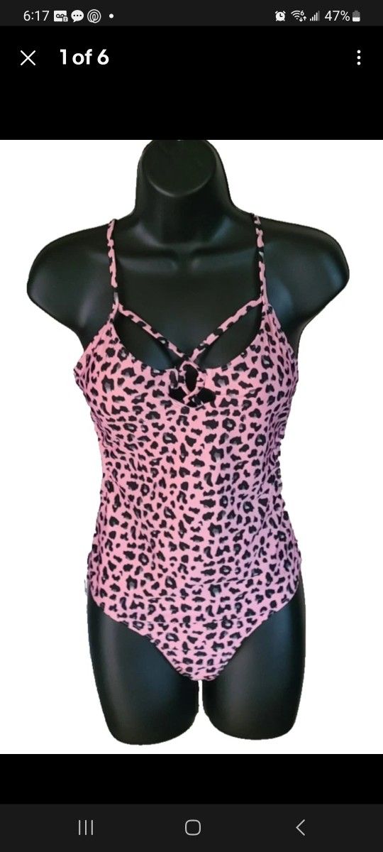 No Boundaries Swimsuit Womens Size M 7-9 Multi-Strap One-Piece High Cut Summer
