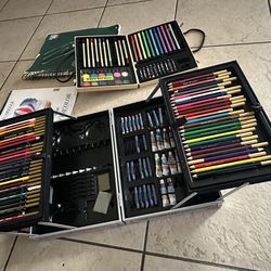 Lot of Art Supplies Sketchbooks Watercolors Oil Pastels Kneeded Erasers