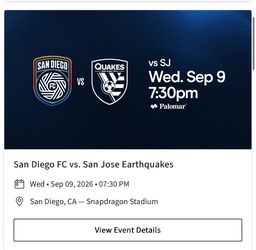 San Diego FC vs San Jose Earthquakes- September 9