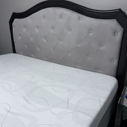 King Size Bed With Memory Foam Mattress And Low Profile Box Spring