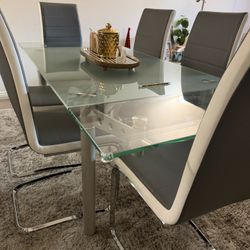 Glass Dinning Table Silver 