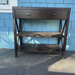 Entryway Table Wood W/ Drawers And Shelves
