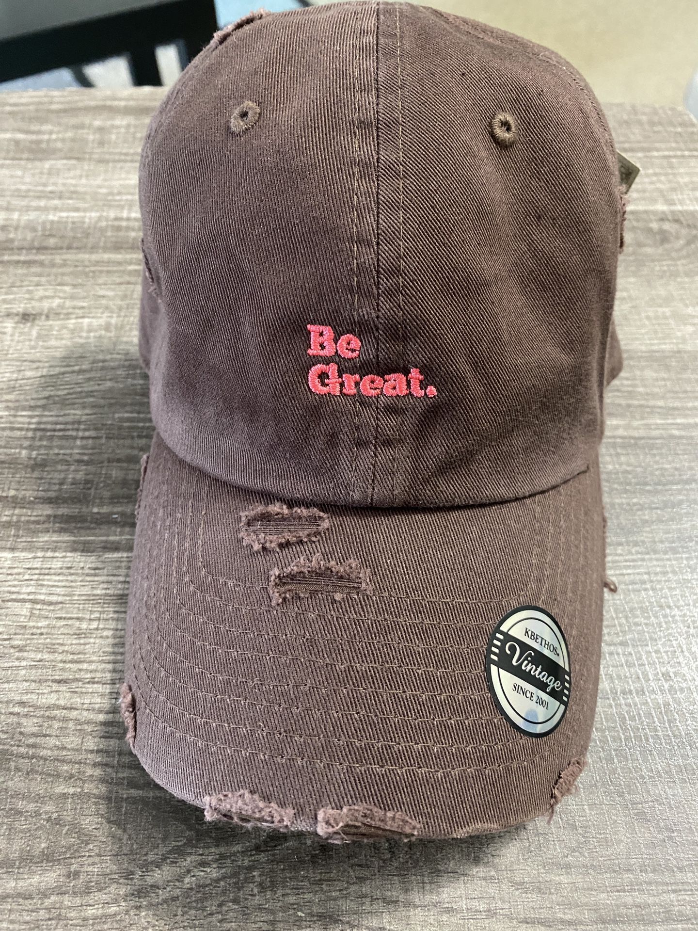 Brown Distressed Hat, Adjustable Fit (BRAND NEW)