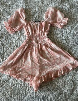 Trixxi Pink Floral Puff Sleeve Romper