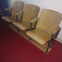 Old Theater Wood Row Chairs