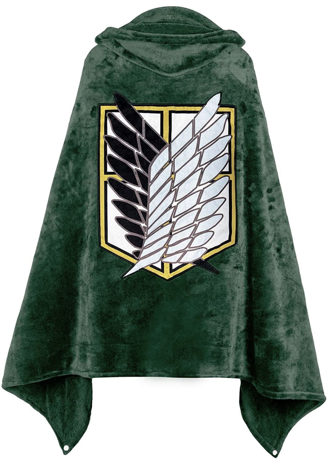 Wearable Blanket Anime AOT Scout Cloak Cape Cosplay Hooded Robe Poncho Plush Green Soft Warm Wrap Shawl