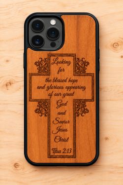Cross with bible verse 
 design wood phone case for iPhone and Samsung galaxy