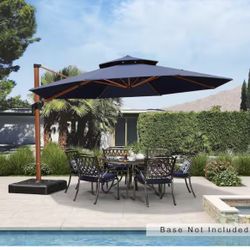 New Purple Leaf 13 ft. Octagon All-aluminum 360° Rotation Wood pattern Cantilever Offset Outdoor Patio Umbrella in Cream  New in box ZAGLRRM13-NB * We