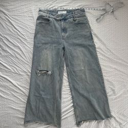 Wide Leg Distressed Jeans SZ 32