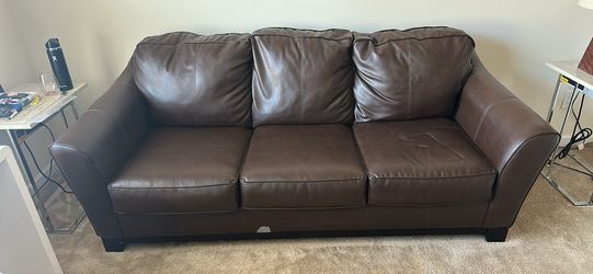 Brown leather couch