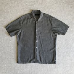 BUGATCHI UOMO Men's Button-Down Short-Sleeve Shirt (L) Black/White Plaid 