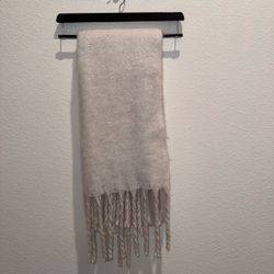A New Approach Cream Knit Scarf with Fringe
