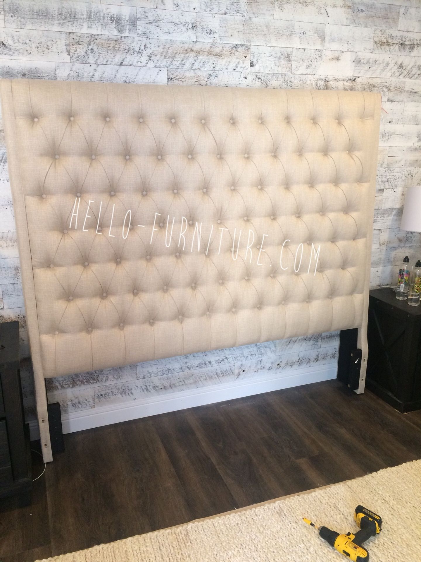 New Natalie Linen Upholstered Bed 72”High! Also in Gray