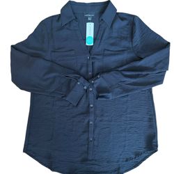 Fortune + Ivy Black Large Paula Button Down Shirt NWT Stitch Fix