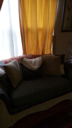 Green and gold sofa