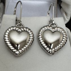 Sterling Silver Heart Dangle Earrings