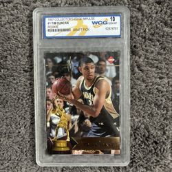 1997 Collector's Edge Impulse #1 Tim Duncan rookie card, graded WCG GEM-MT 10