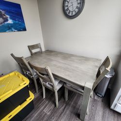Gray Dining Table w/ 4 Chairs