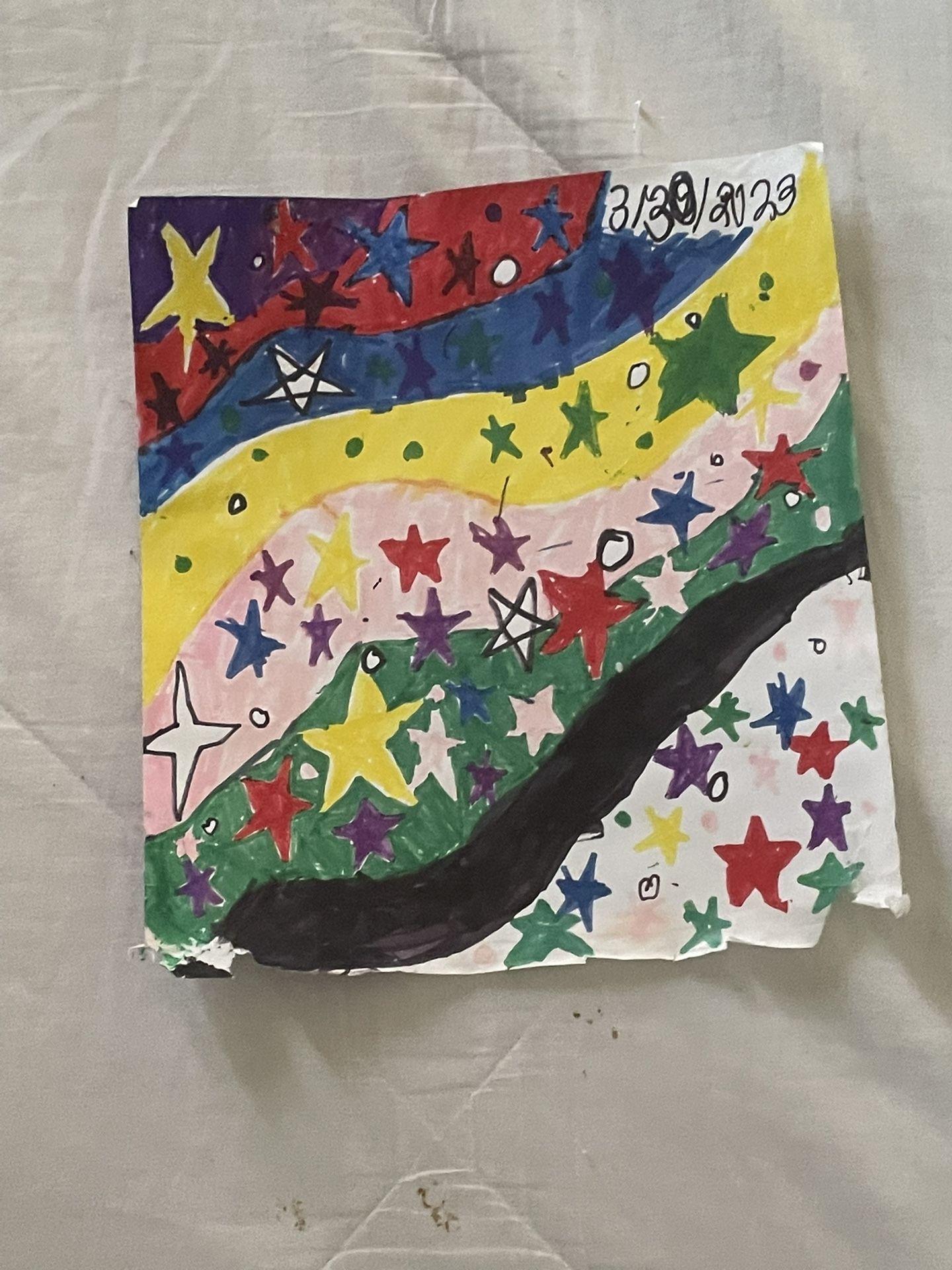Multicolored Wavy Sky Star Art Drawing