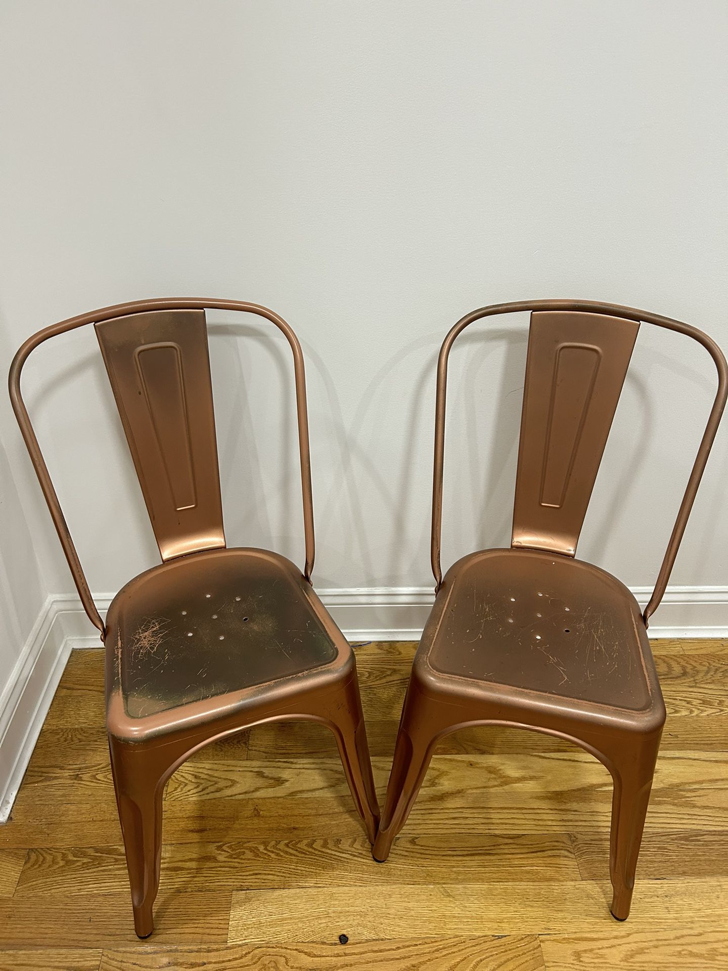 Rose Gold Metal Dining Chairs