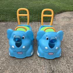 2x Elephant Little Tikes Scoot Around Animal MGA Entertainment Ride On Animals Push Pull Blue Tike Toy